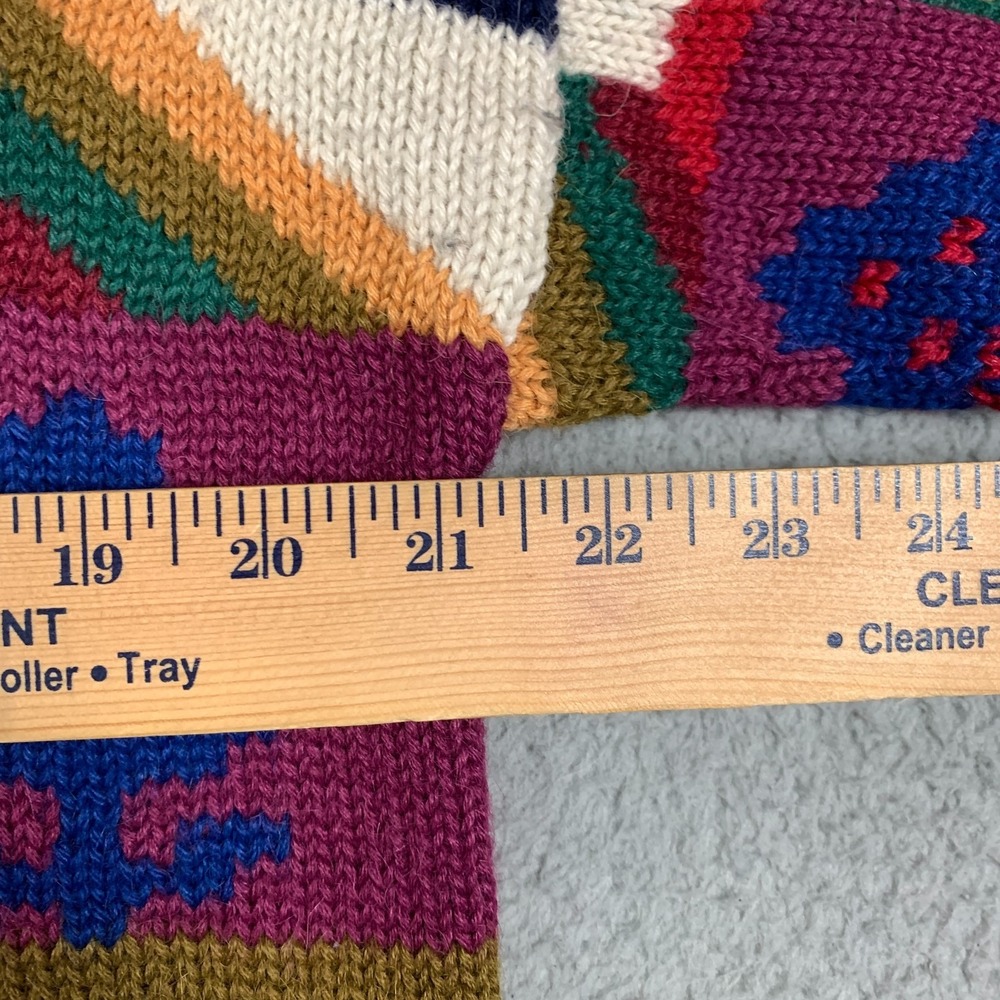 Peruvian Aztec Alpaca‎ Wool Geometric Colorful Chunky Cardigan Sweater Large VTG - Picture 5 of 7